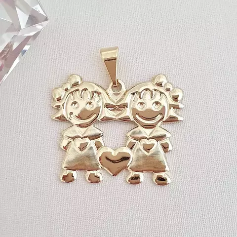 Pingente 2 MENINA com coração 2,5x2cm - comprar online