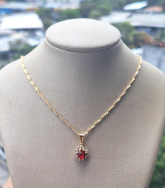 Colar Singapura Zirconia Vermelha 50cm - comprar online
