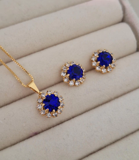 Colar Conjunto Zirconia Cravejada Royal 45+5cm - comprar online