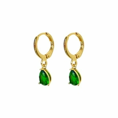 Brinco Argolinha Gota Verde Esmeralda - comprar online