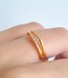 Anel Duplo com Formas Cravejado - comprar online