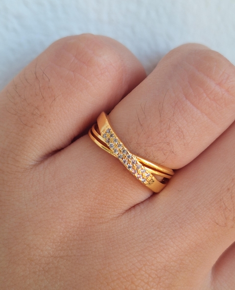 Anel Cruzado com Zirconia Crystal