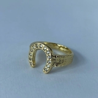 Anel Ferradura Cravejado Banhado