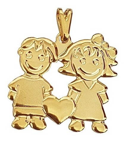 Pingente Menino e Menina com coração - comprar online