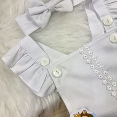 Jardineira Renda branca - Baruck kids