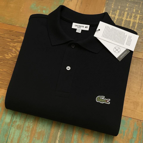 CAMISA POLO PLUS SIZE LACOSTE MINICROC - PRETO - comprar online
