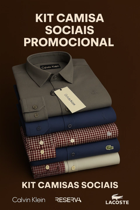KIT 3 CAMISAS SOCIAIS ML / MC - SORTIDAS - comprar online