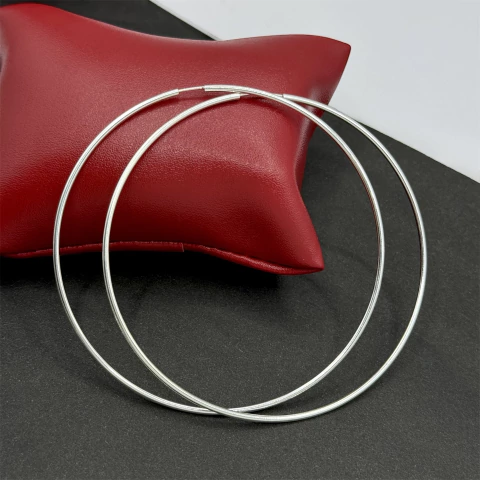 Brinco argola fio redondo 75 mm. Prata Legítima