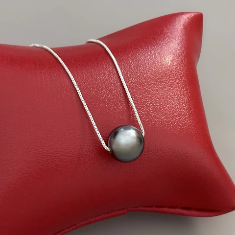 Colar 45 cm. bola 9.87 mm. Prata Legítima