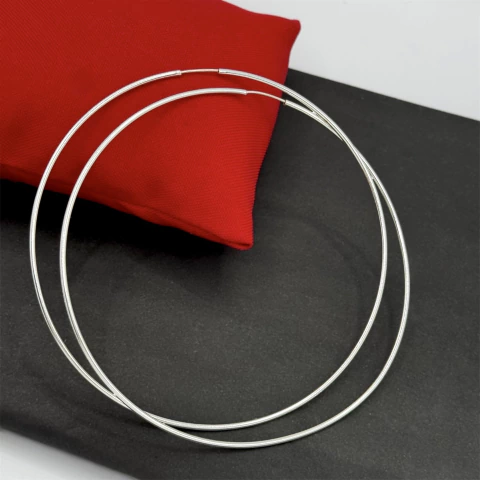 Brinco argola fio redondo 92.3 mm. Prata Legítima