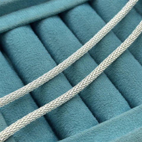 Colar sanfona redonda 40 cm. 3.7 mm. Prata Legítima