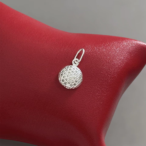 Pingente redondo c/ pedras 18.4 mm. Prata Legítima