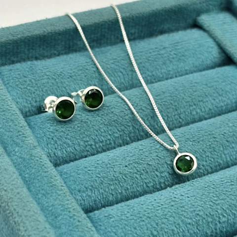 Colar 45 cm. c/ pingente e brinco confort 7.2 mm. Prata Legítima - comprar online