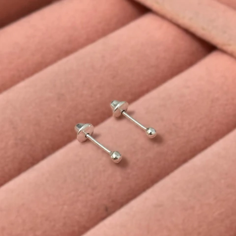 Brinco bola tarraxa baby 2.2 mm. Prata Legítima