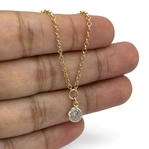 Pulseira 1 pedra prata com ouro