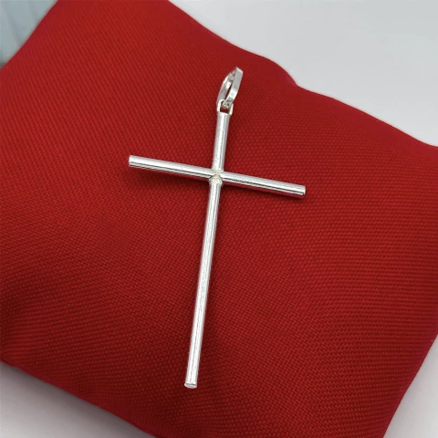 Pingente cruz lisa 60.4 mm. Prata Legítima