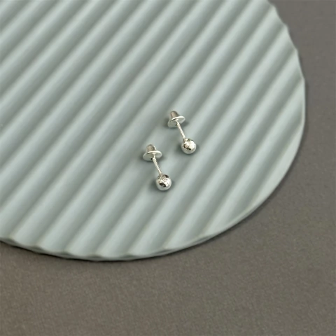 Brinco bola tarraxa baby 3.4 mm. Prata Legítima