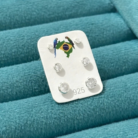 Trio de brincos confort - Prata Legítima