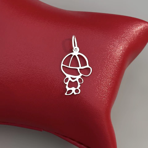 Pingente menino vazado 24.7 mm. Prata Legítima