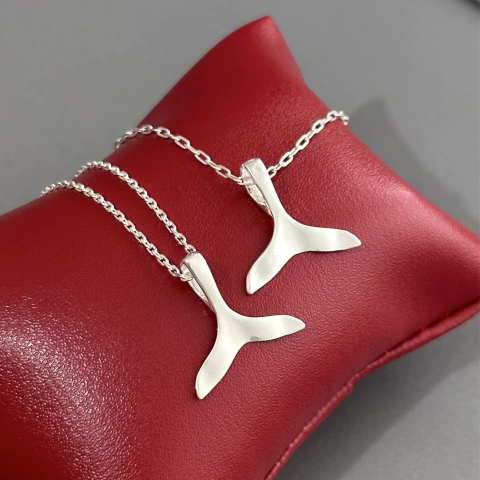 Colar 40 cm. e pulseira cauda - Prata Legítima