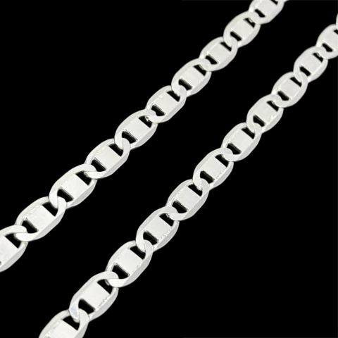 Corrente piastrine laminada 5.6 mm. 70 cm. Prata Legítima