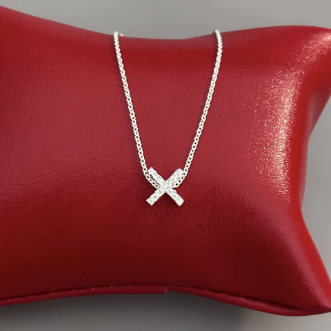 Colar 45 cm. letras pedras - Prata Legítima - comprar online