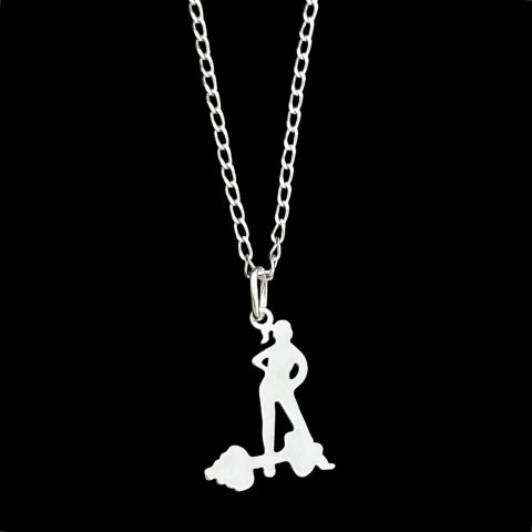 Colar 45 cm. c/ pingente musculação - Prata Legítima