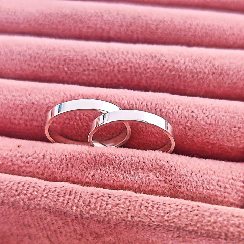 Aliança quadrada 3 mm. polida - Prata Legítima