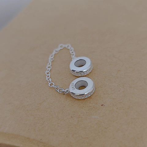 Trava p/ pulseira cravejada - Prata Legítima