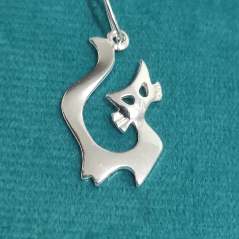 Pingente gatinho 29.2 mm. Prata Legítima