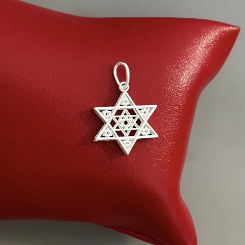 Pingente estrela de davi 3D 22.7 mm. Prata Legítima