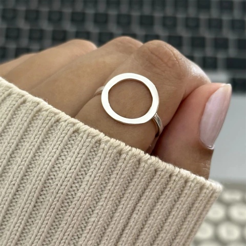 Anel círculo 14.6 mm. Prata Legítima