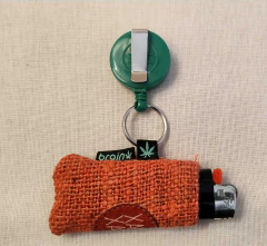 Porta isqueiro exclusivo de cânhamo, collab @bakedbrain.br (verde & vermelho) - Xapa Xana