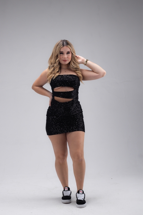 Vestido Paetê Preto Blond