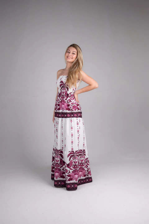 Vestido Longo Flora Rosa