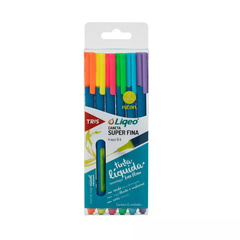 Caneta Superfina Liqeo Neon - 6 Cores Sortidas - Tris