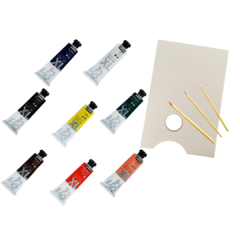 Kit XL Pébéo Tinta Óleo 37ml - 8 Cores + Gode Mdf
