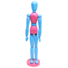 Boneco Articulado Color 30cm Azul e Rosa