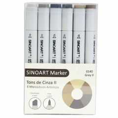 Marcador Artístico Sinoart Marker 06 Tons de Cinza II