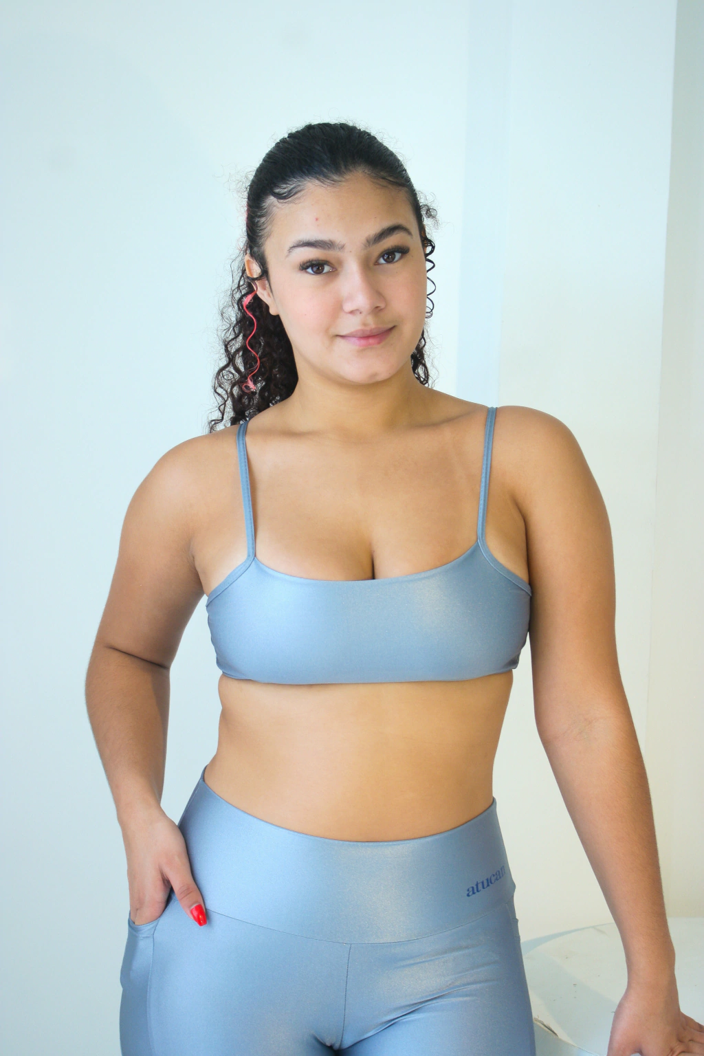 Top esportivo cinza azulado Sancho