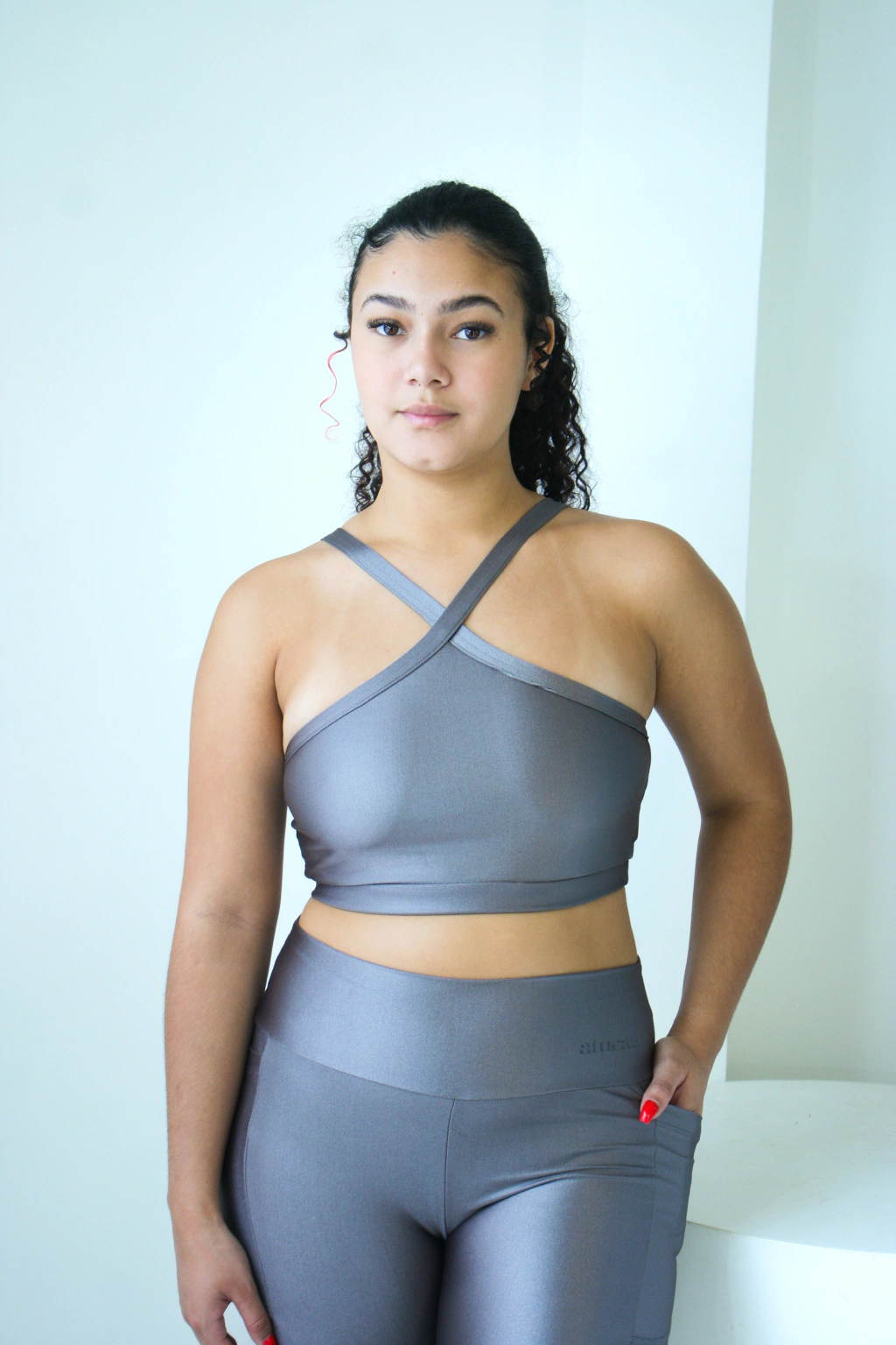 Top cinza chumbo Sara