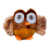 Pelúcia de corujinha marrom com olhos grandes e laranja, ideal para brinquedos de cachorros.
