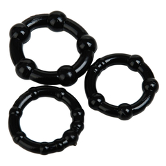Kit 3 anillos para pene negros