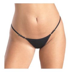 Tanga en V negra regulable hilo dental
