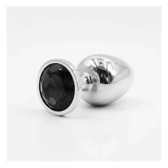 Plug anal metálico joya negra talle S - comprar online