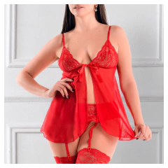 Babydoll, colaless y portaligas rojo - Bangover Sex Shop en Cordoba juguetes sexuales
