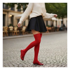 Medias bucaneras lisas rojas elastizadas - tienda online