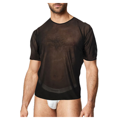 Remera con transparencia de tul para hombre negra