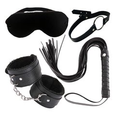 Kit sado x4 piezas de ecocuero negro