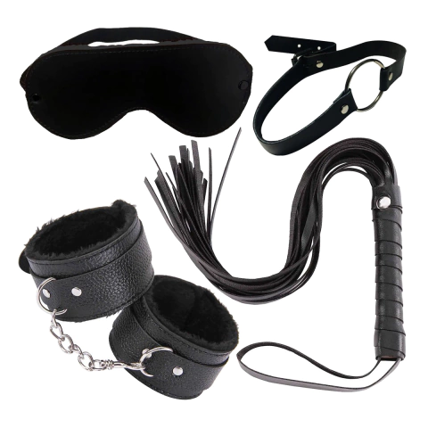 Kit sado x4 piezas de ecocuero negro - comprar online